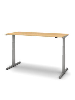 Sit/stand desk 140 x 80 cm frame in alu, Top oak