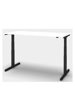 Sit/stand desk 140 x 80 cm frame in black, Top white