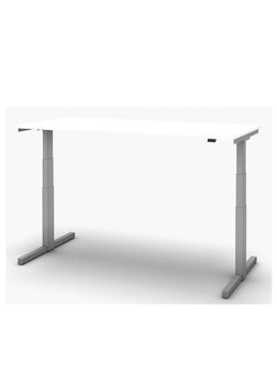 Sit/stand desk 160 x 80 cm frame in alu, Top white